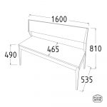Event - Tömörfa pad alacsony támlával 1600mm - Image 2